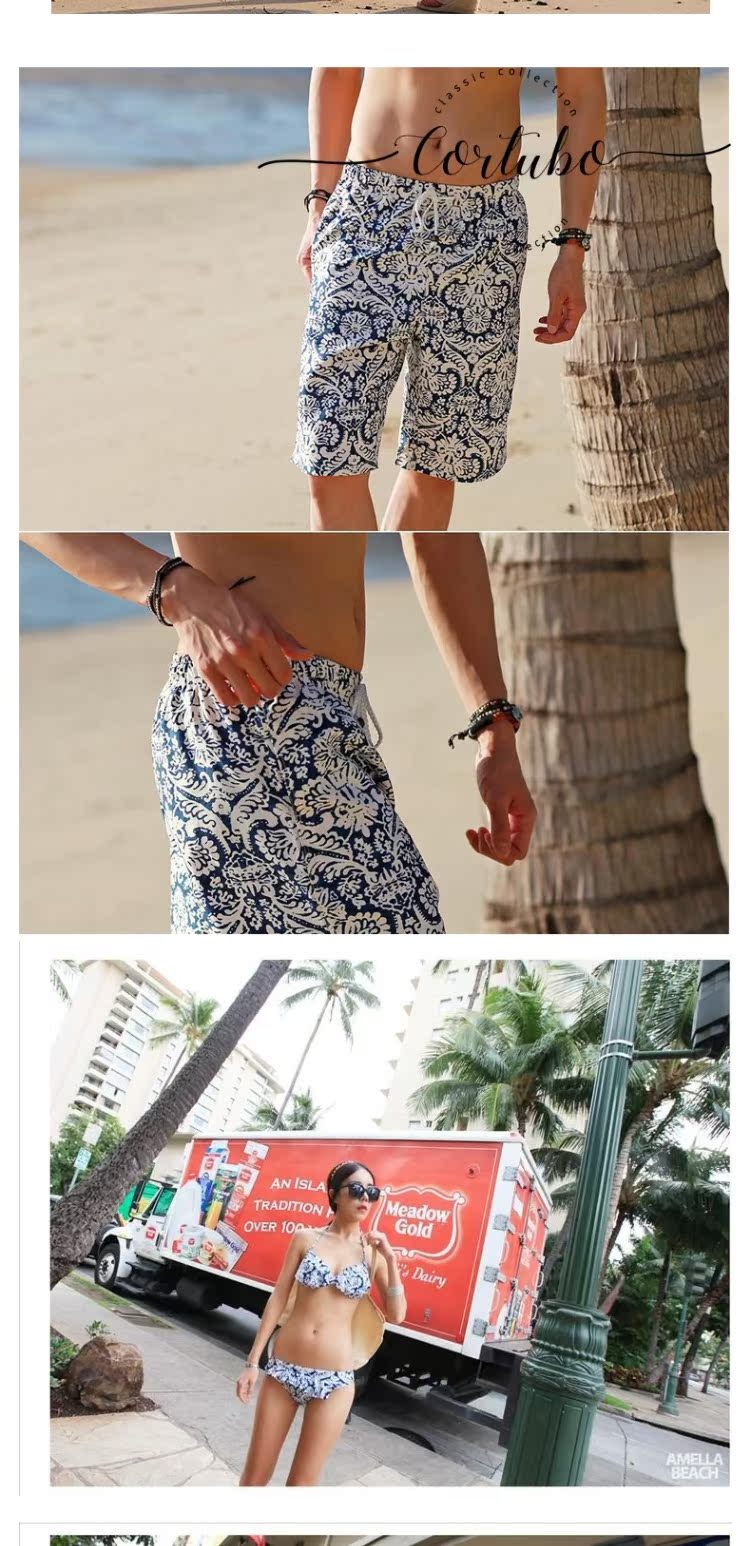 CORTUBO Phiên bản tiếng Hàn của quần ống đi biển nhanh khô nam và nữ đi biển đặt bikini cỡ lớn tập hợp thép tấm hai mảnh - Vài đồ bơi 	đồ đôi đi biển cặp	