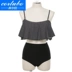 CORTUBO Lá sen ngực nhỏ thu thập nylon mỏng giảm béo bikini bảo thủ áo tắm nữ thương hiệu nước hoa truy cập - Bikinis đồ bơi nữ dạng quần váy Bikinis