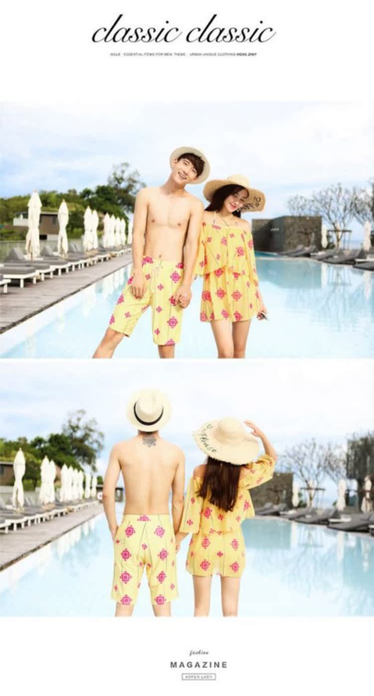 Cặp đôi mới CORTUBO mẫu đồ bơi thời trang khí chất bảo thủ quần ba mảnh đi biển suối nước nóng cặp đôi đồ bơi - Vài đồ bơi đồ đi biển cho cặp đôi
