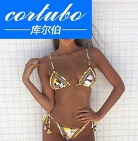 CORTUBO truy cập gợi cảm bikini thương hiệu tam giác chia dây đeo mùa xuân nóng mùa xuân áo tắm nữ với hình - Bikinis đồ bơi nữ liền thân