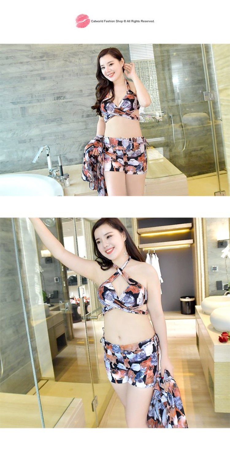 CORTUBO nhận được áo ngực sữa mẹ bikini bikini ba mảnh ngực lớn cup cup treo cổ thương hiệu bảo thủ - Bikinis đồ bơi bikini