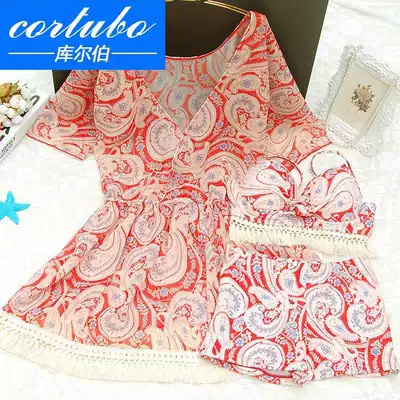 CORTUBO Swimsuit Women's three-piece swimsuit Two-piece Blouse Swimsuit Women's Spa Boxer bikini THREE-piece