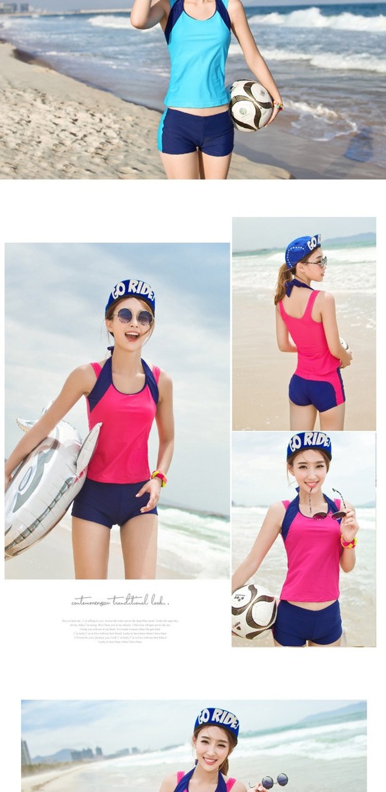 CORTUBO Thời trang Hàn Quốc thể thao mùa xuân nóng bỏng chia áo tắm nữ đơn giản ngực nhỏ thon thả sinh viên tự bảo thủ - Bộ đồ bơi hai mảnh áo tắm 2 mảnh cạp cao