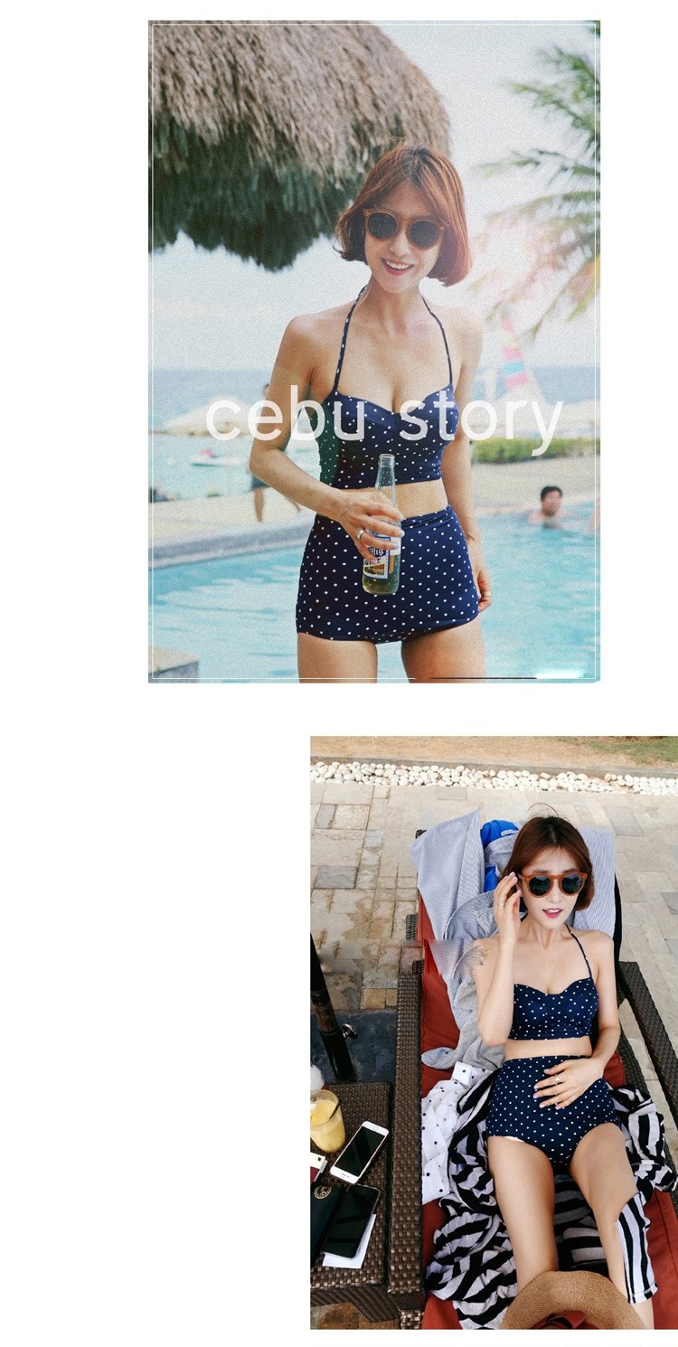 CORTUBO suối nước nóng lưới cao eo retro bikini bikini nhỏ ngực áo tắm như hình - Bikinis đồ bơi đi biển