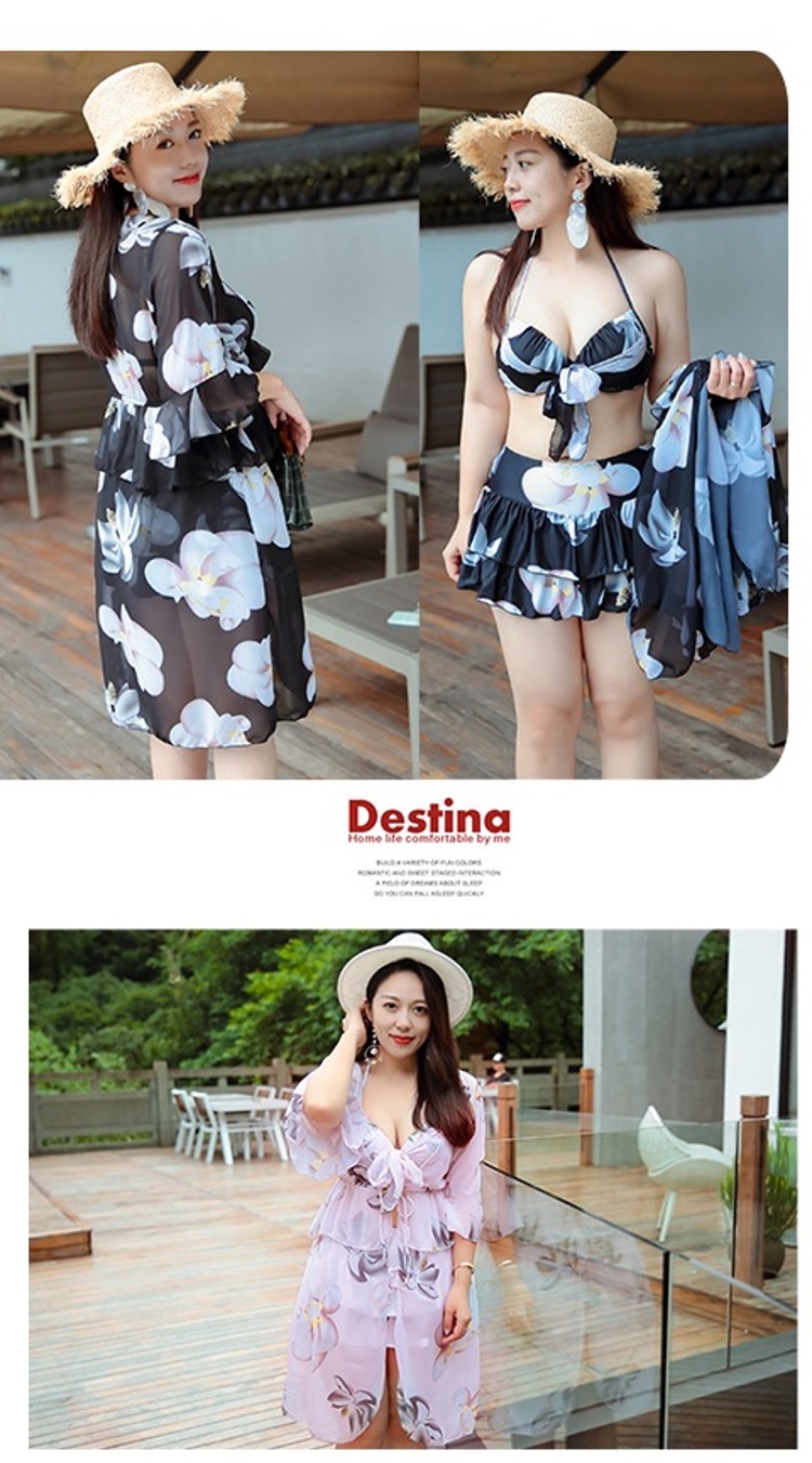 CORTUBO thương hiệu tủ bikini thương hiệu truy cập áo tắm màu đen nữ ba mảnh giảm béo bụng lớn ngực lớn truy cập - Bikinis đồ bơi nữ dài tay