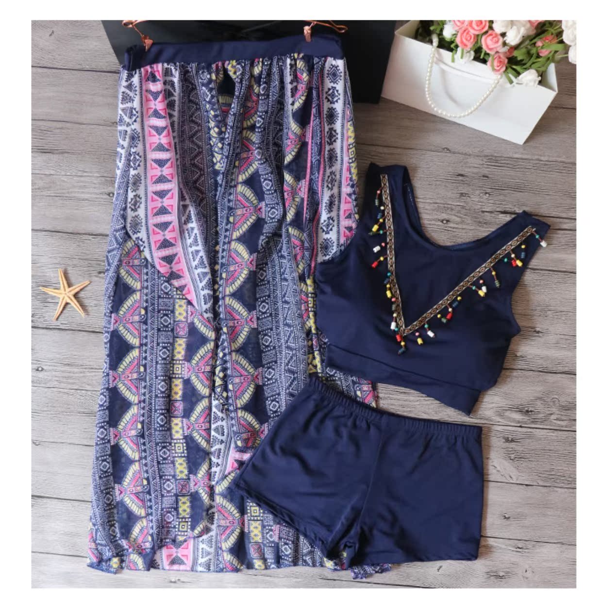 CORTUBO Bikini Retro Counter Thương hiệu Váy ba lỗ màu xanh hải quân Phụ nữ bơi chia áo tắm Spa Đen - Bikinis bikini gợi cảm