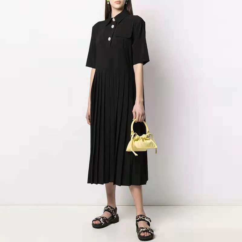 GANNI Japan 21 Spring and Summer Ladies College Style Shirt Pleated Dress Casual Sweet Mid-length
