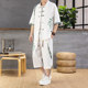 Summer New Style Chinese Casual Short-Sleeved Shirt Suit for Men, Loose Thin Cropped Pants, Chinese Style Handsome Two-Piece Set