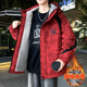 Winter Coat for Men, Fleece-Lined and Thickened, 2025 New Style, Hooded Jacket, Loose Fit, High-End Feel, Stylish and Cool, Warm and Cold-Resistant Cotton Clothing