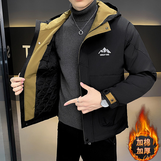 Men's Softshell Jacket, Double-Layered Cotton, Autumn and Winter 2025 New Trendy Style, Thickened with Extra Cotton, Winter Hooded Workwear Jacket