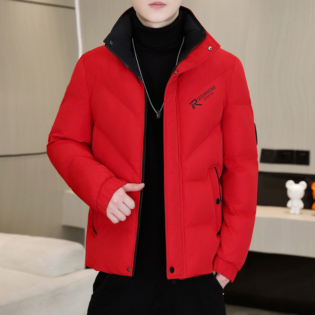 Men's down Cotton Jacket, Winter 2026 New Trendy Brand, Stand Collar, Short Style, Thickened, Cool and Stylish, Cold-Proof and Warm Coat
