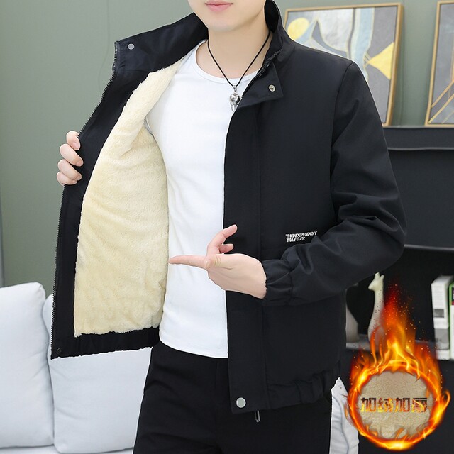 Stand Collar Jacket for Men 2026 New Autumn and Winter Trendy Brand Fleece-Lined Thickened Winter Coat Men's Warm Jacket