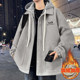 Fake Two-Piece Hooded Jacket for Men, Autumn and Winter Fleece-Lined Warm Jacket, Trendy Brand, Loose Casual High-End Woolen Coat