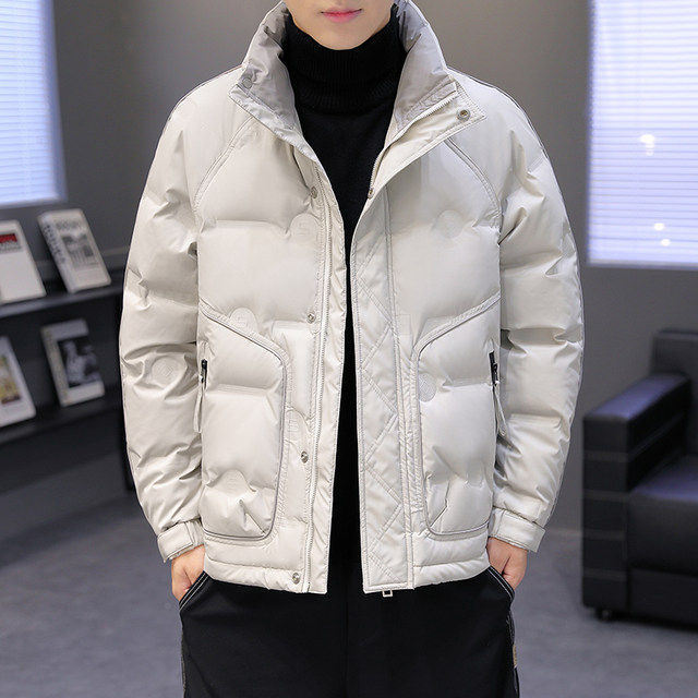 Thickened warm hooded short trendy brand jacket 2025 men's winter new white duck down Korean style versatile down jacket