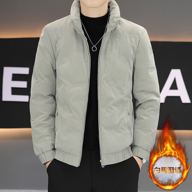 Men's short winter down jacket, Korean version, slim and handsome, stand-up collar, thickened warm clothes, cold-proof, light and tide jacket