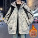 Winter Fleece-Lined Thickened Jacket for Men and Teenagers, Stylish Hooded Jacket, Fashionable Casual Warm Parka Cotton Coat