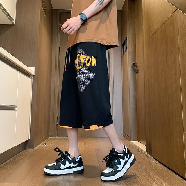 New Chinoiserie National Style Ice Silk Shorts Men's Summer New Cropped Pants Personalized Trendy Casual Thin Harem Pants