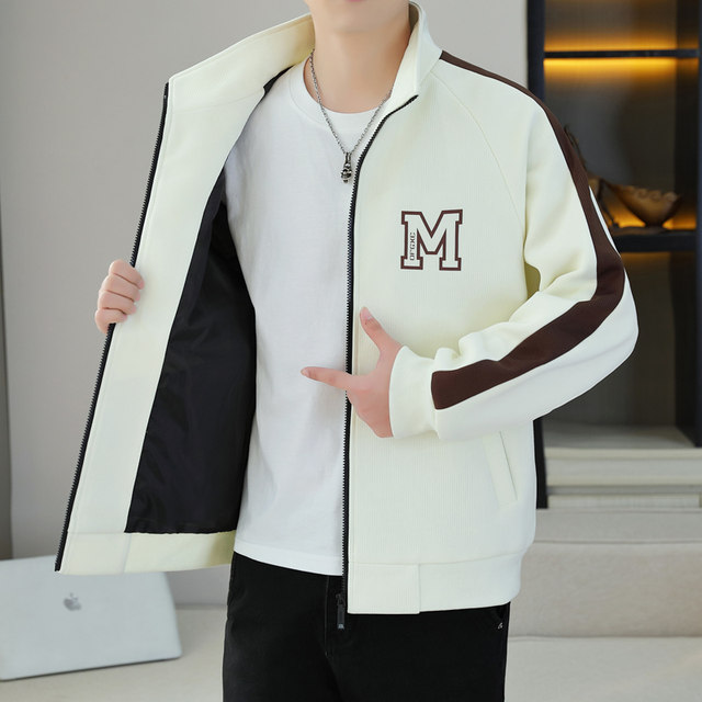 2026 New Spring and Autumn Men's Stand-Up Collar Jacket, Fashionable and Trendy Korean Style, Handsome Casual Color-Blocked Top