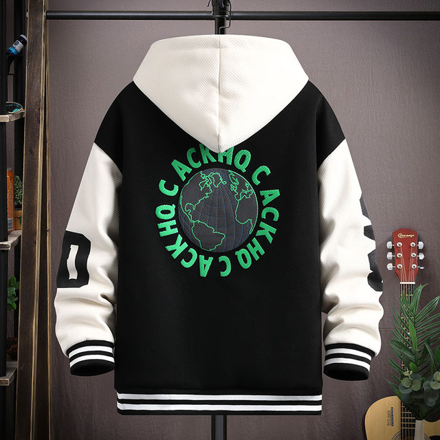 Hooded Sweatshirt Men's Jacket Autumn and Winter Fleece-Lined Thickened 2026 New Korean Style Trendy Youth Student Baseball Uniform
