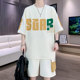 Ice Silk Short-Sleeved Shorts Set for Men in Summer, Spliced Loose T-Shirt for Men, Paired with a Complete Set of Casual Sportswear
