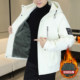 Autumn and Winter Fleece-Lined Thickened Jacket for Men, Trendy and Stylish, Warm Cotton Coat, Casual Hooded Short Fashion Windbreaker