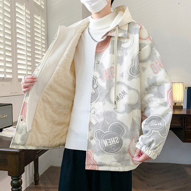 Fleece-Lined Thick Hooded Jacket for Men, New Winter Trendy Brand, Cool and Stylish Coat, Warm Parka