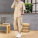 Summer New Style Chinese Casual Short-Sleeved Shirt Suit for Men, Loose Thin Cropped Pants, Chinese Style Handsome Two-Piece Set