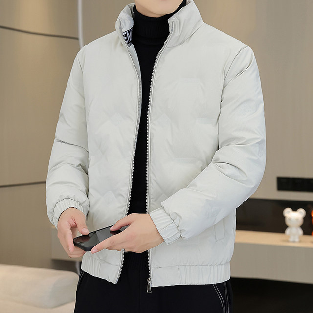 Short Stand-Collar down Jacket for Men, Trendy 2025 Winter New Style, Embossed Lightweight Warm Coat, Men's Outdoor Cold-Proof Clothing