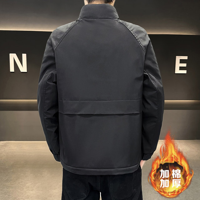 2025 Autumn/Winter New Stand Collar Jacket for Men, High-End Feel, Padded and Thickened Coat, Fashionable and Stylish Youth Outerwear