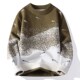 Trendy Ripped Sweater for Men, Winter Gradient Color Knit Top, Base Layer for Teenagers, Crew Neck, Trendy Brand Knitwear