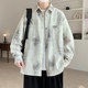 American-Style Tie-Dye Shirt for Men, New Spring and Autumn Loose Fit Long-Sleeve Shirt with a Stylish Casual Brand Design, Cardigan Jacket