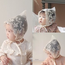 INS Korea Baby Fetal Hat Newborn Toddler Full Moon 100 Days 0-3 Month Female Baby Princess Hat Embroidered Lace