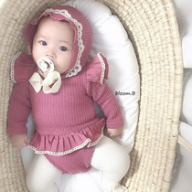 ins Korean autumn and winter baby clothes princess lace climbing suit foreign air conjoined clothes triangle khae baby bag fart