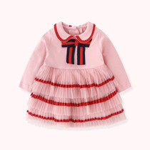 2022 Autumn Dress New Girl Dress Dress Foreign Air Korean Version Princess Dress 1-3 Year Old Woman Baby Long Sleeve Cake Skirt