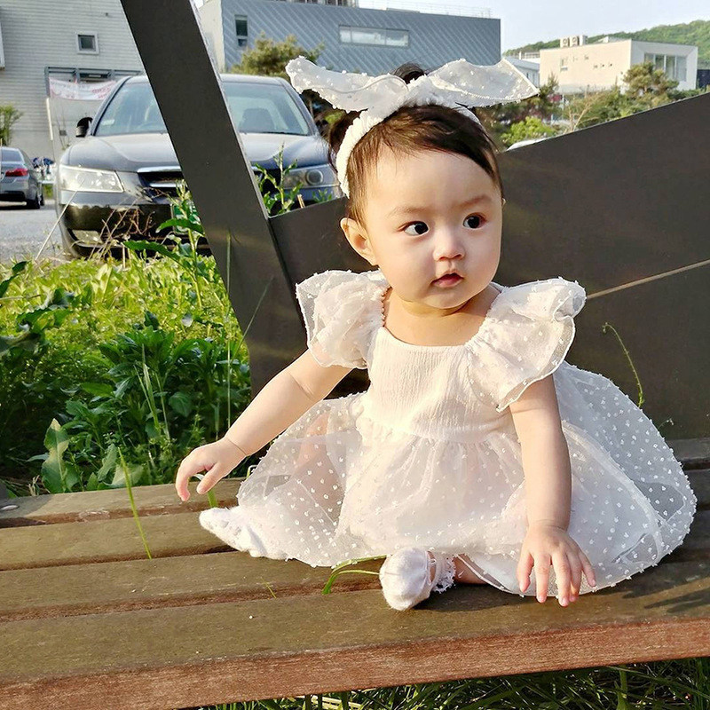 Baby girl full moon 100 days summer dress baby western style dress pure cotton bag fart skirt romper girl one year old dress