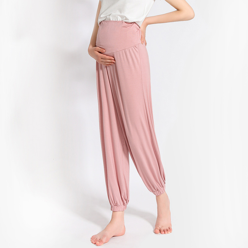 Spring and autumn Pregnant women Fitness Pants Modale Loose high waist Abdominal Light Cage Pants THIN YOGA PANTS GESTATION GESTATION DURING PREGNANCY