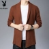 Áo len nam cổ điển Playboy Áo len mùa đông dày Phần thanh niên nam hàn quốc mỏng hợp thời trang - Cardigan Cardigan