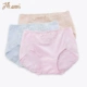 Top đồ lót cotton màu mướp nữ trung niên eo cao in quần cotton tam giác thoáng khí cộng với chất béo cỡ lớn 3 dải