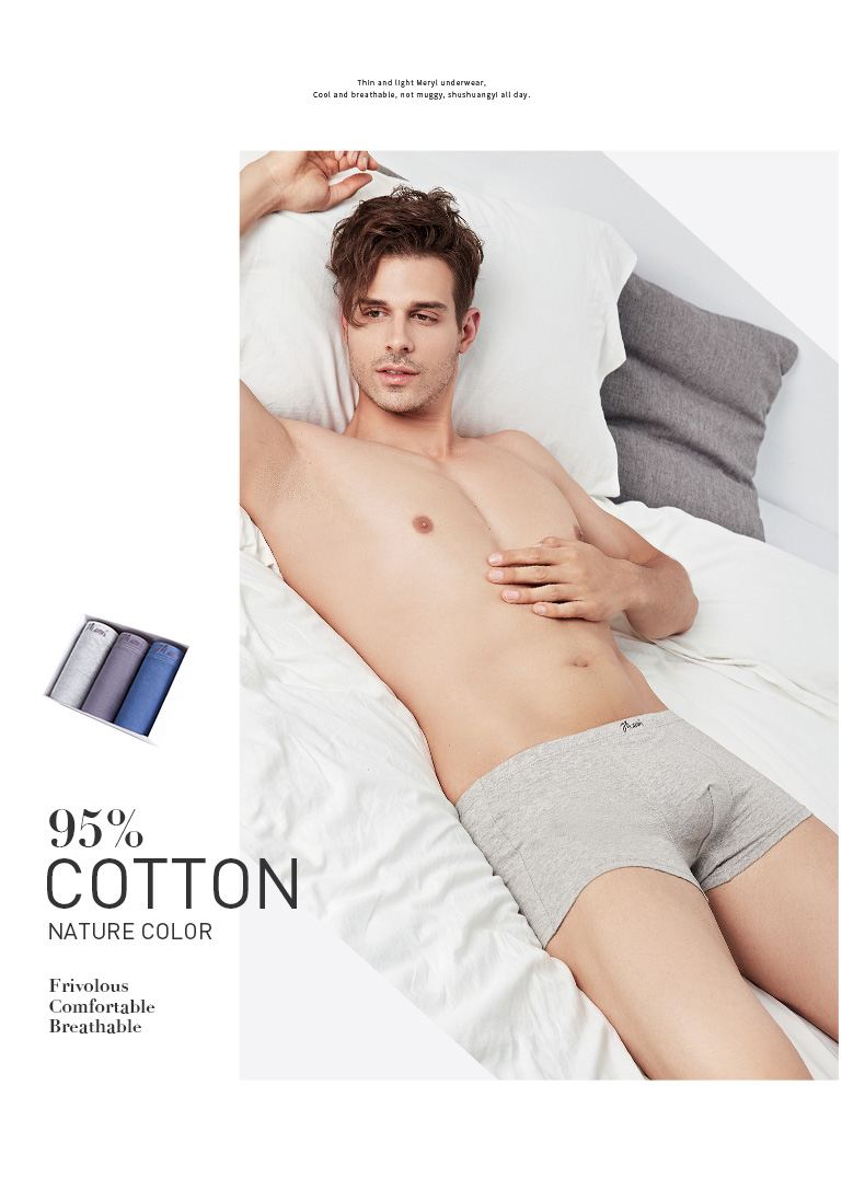 3 hộp dưa nam hàng đầu quần cotton màu rắn tóm tắt quần trẻ hàng đầu 呱呱 190 cộng với phân bón XL quần lót tập gym