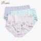 Top đồ lót cotton màu mướp nữ trung niên eo cao in quần cotton tam giác thoáng khí cộng với chất béo cỡ lớn 3 dải