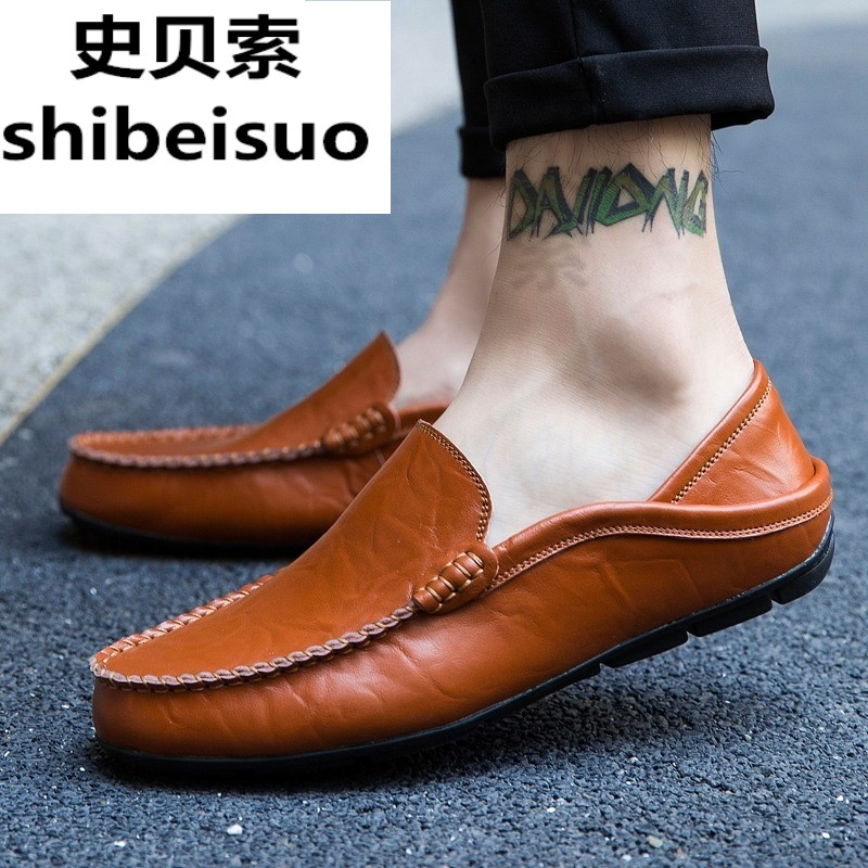 Spring Bull Leather Bean Bean Shoes Men Genuine Leather Casual Soft Bottom Driving Shoes Small Size 37 Grand Size 45 Plus Size 46 Men's Shoes