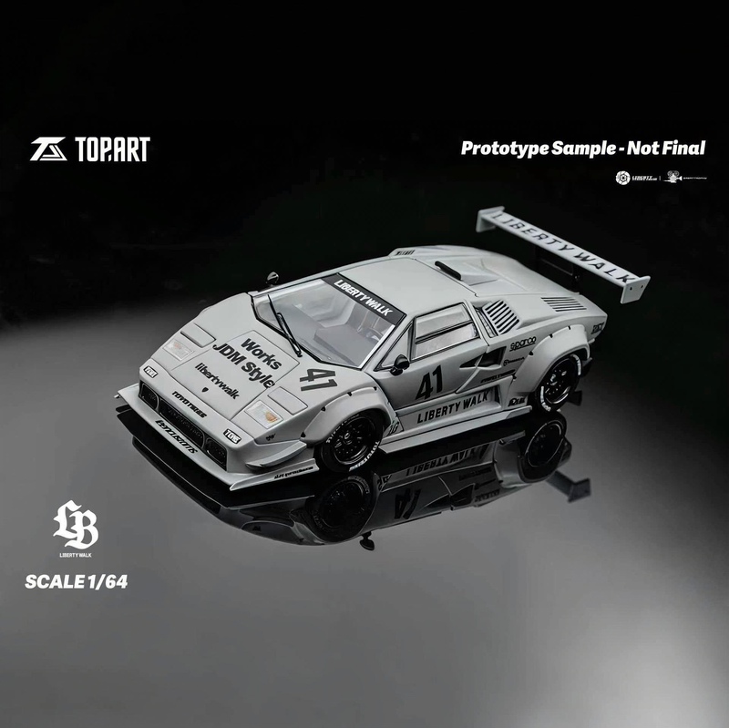 [in Stock] Topart Countach Battle Gray Alloy Fully Articulated Car Model