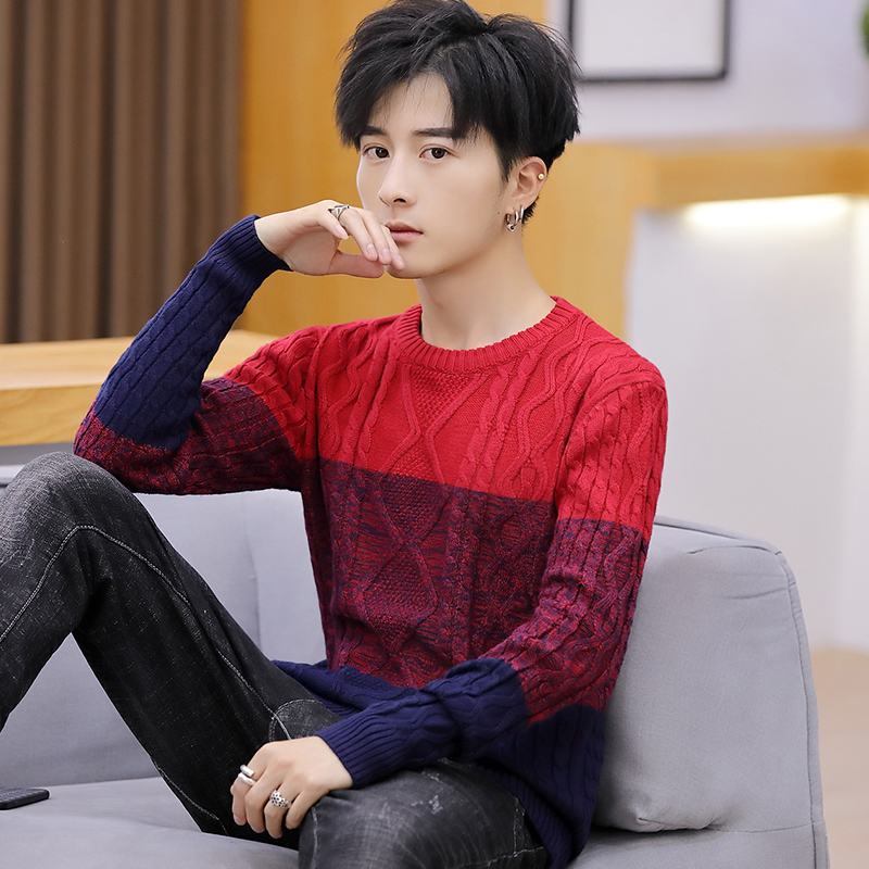 2019 thu đông mới áo len nam cổ tròn dày áo len quần áo nam áo thun dài tay áo len - Cardigan ao khoac nam