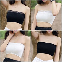 Strapless bandeau underwear womens summer defense light thin white base strap chest pad small chest with a piece of wrap