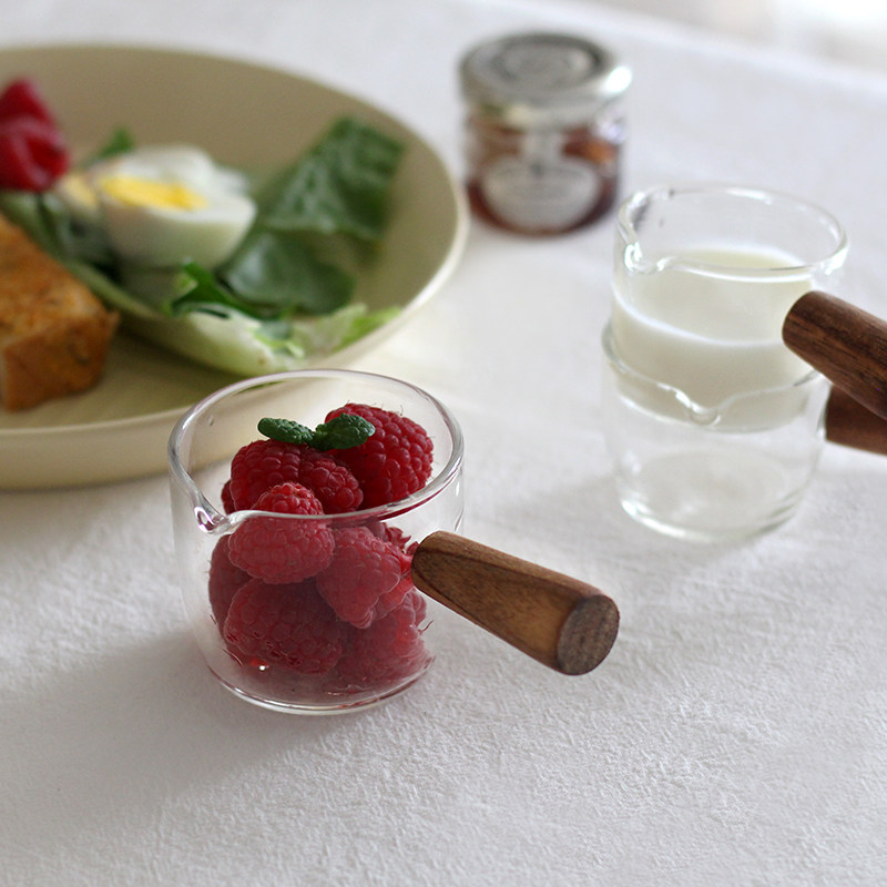 Give back to Ins wood handle glass Mini milk flush sauce Bowl Dip Dish Western Dining Juice Hopper Honey Bowl Espresso