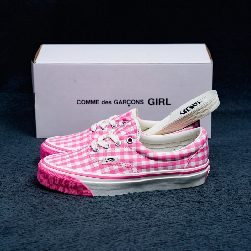 Cdg Girl Dsm X Vans Collaboration Fashion Pink and White Checkered Casual Canvas Shoes Trendy Brand Cdg Girl Dsm X Vans Collaboration Fashion Pink and White Checkered Casual Canvas Shoes Trendy Brand