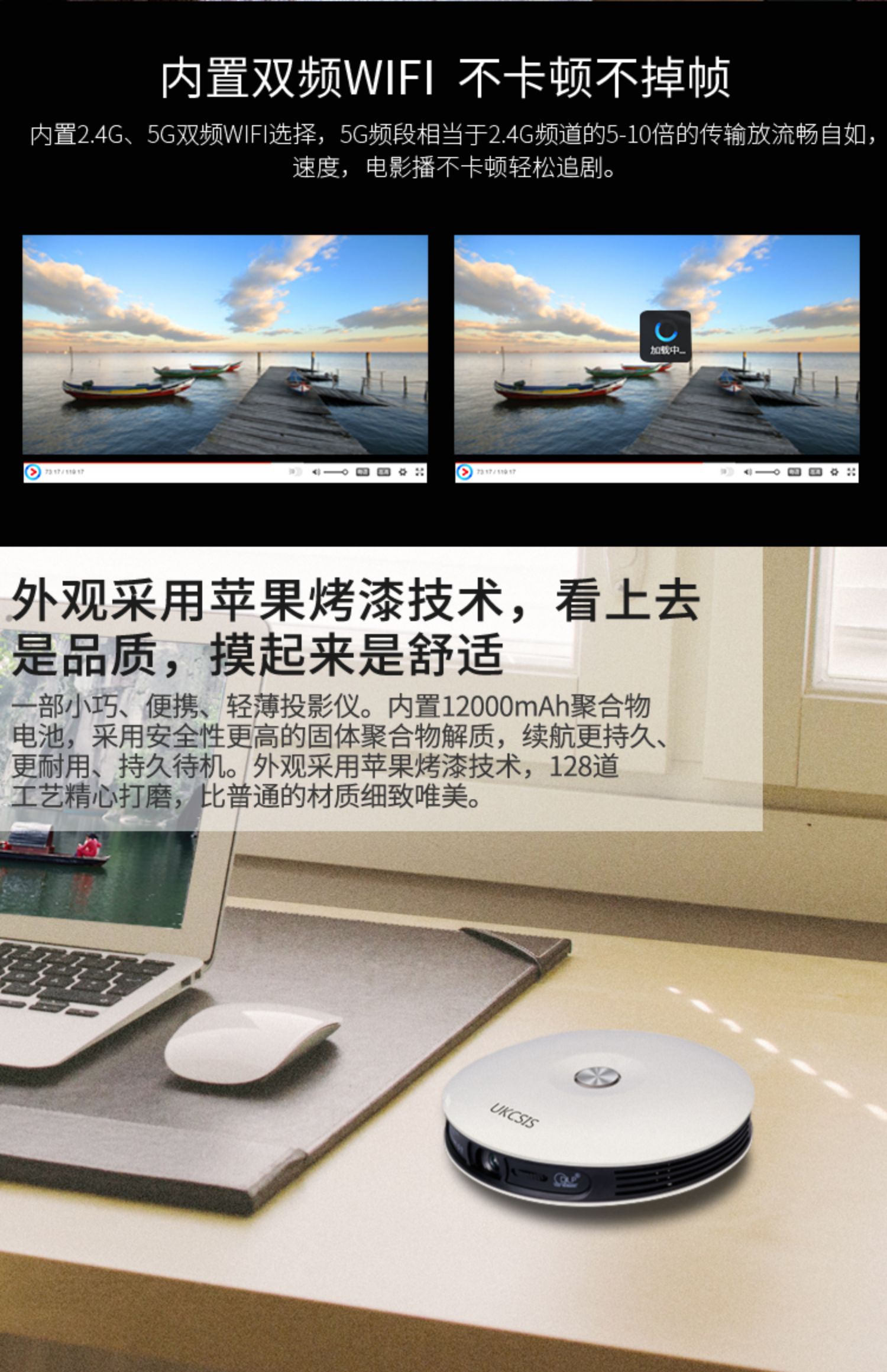 Máy chiếu micro UKCSIS nhà nhỏ tường di động điện thoại di động Android wifi không dây mini 3D HD 1080p văn phòng giảng dạy cầm tay 4K rạp hát tại nhà thông minh không có TV màn hình - Máy chiếu máy chiếu gần