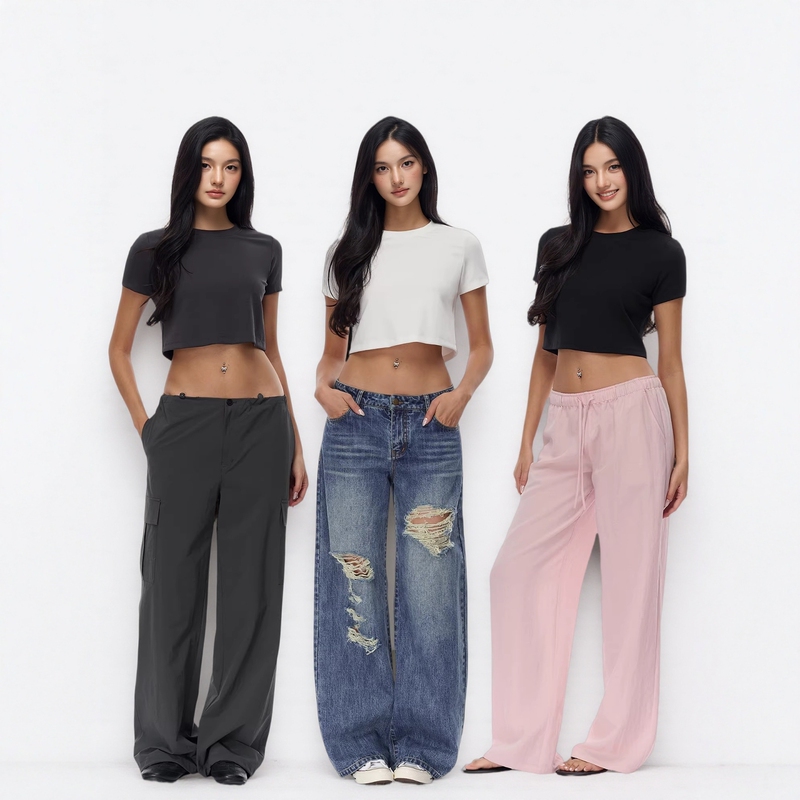 In Stock Jim Kenneth Basic Solid Color Round Neck Short Cropped Waist-Revealing Versatile Short-Sleeve Simple T-Shirt Casual Top for Women