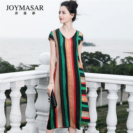 JOYMASAR品牌2018新款夏季重磅桑蚕丝连衣