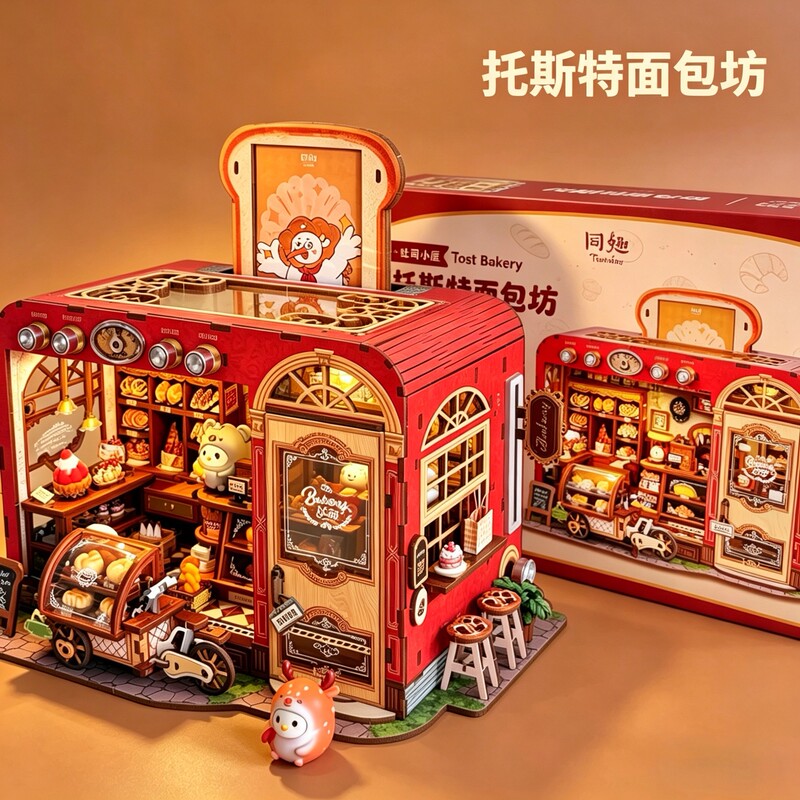 Tongqu Toast Bakery Handmade DIY Miniature House 3D Puzzle Toy Assembly Model Birthday Gift for Girls Tongqu Toast Bakery Handmade DIY Miniature House 3D Puzzle Toy Assembly Model Birthday Gift for Girls